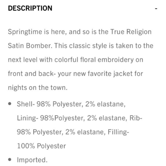 TRUE RELIGION Embroidered Satin Bomber Jacket Size XS - Picture 12 of 13